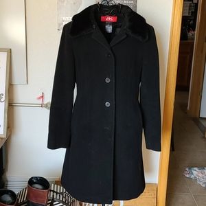 Ann Klein Wool Blend Coat/faux fur collar